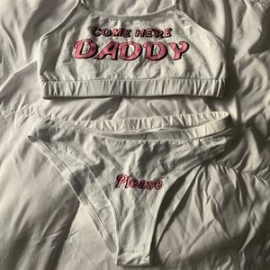 Two piece bra and underwear set. White.